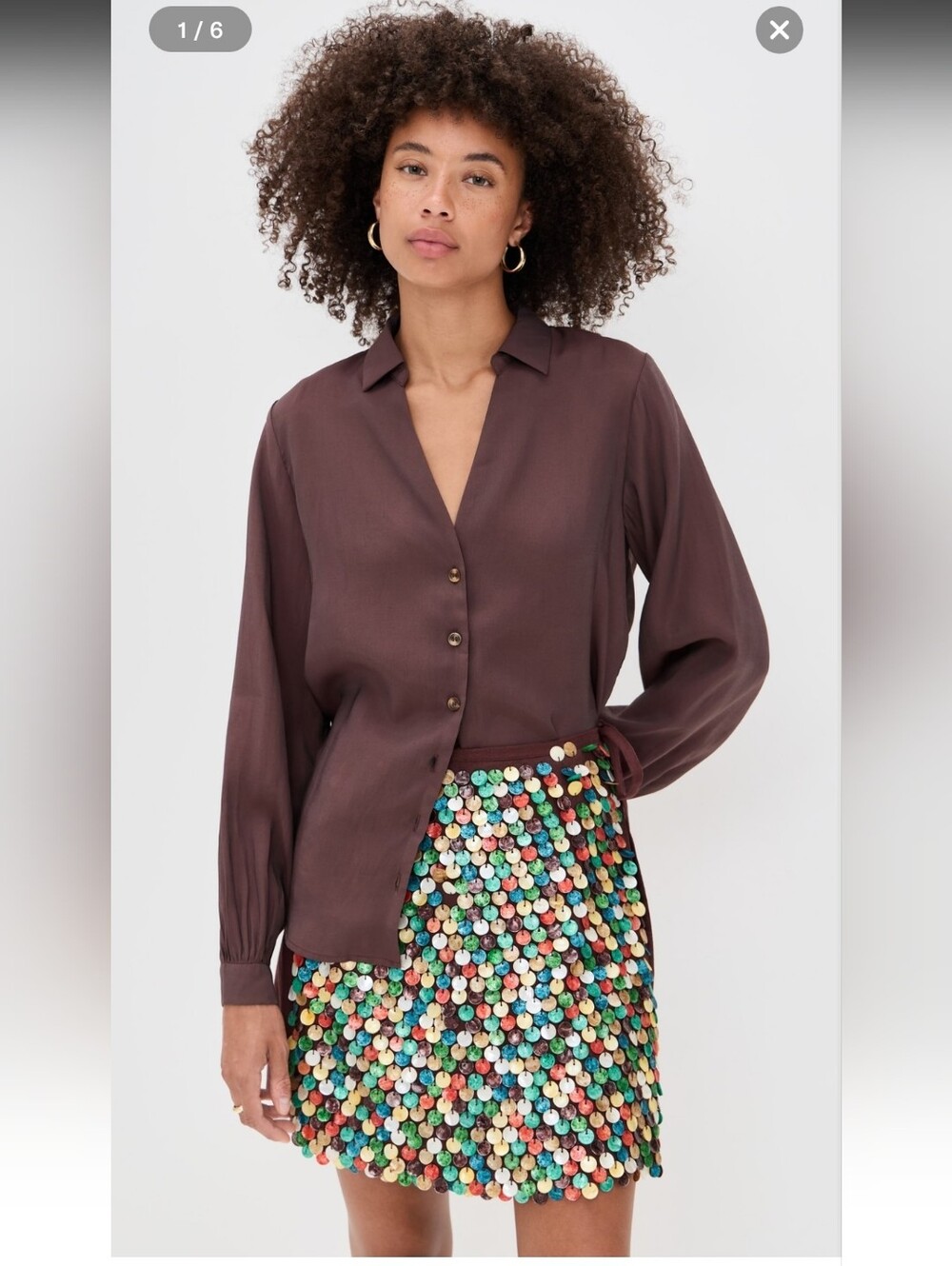 Never Fully Dressed Miley Button Down Shirt Chocolate Size 8